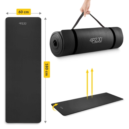 NBR jógaszőnyeg, 180 × 60 × 1,5 cm, fekete
