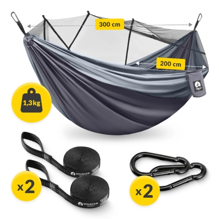 Mountain Goat kétfős utazási függőágy szúnyoghálóval, szürke és grafit