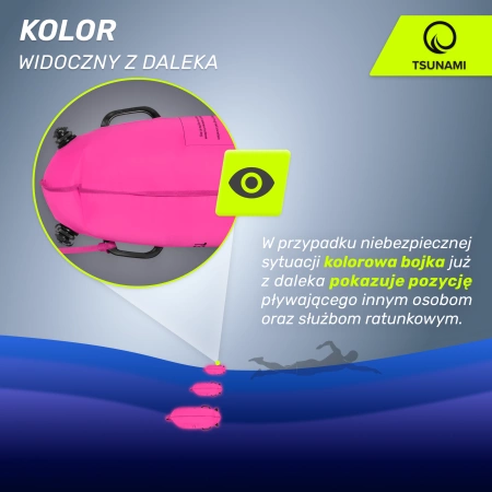 TSUNAMI vízálló tárolózsebbel ellátott 2 az 1-ben felfújható biztonsági úszóbója, rózsaszín