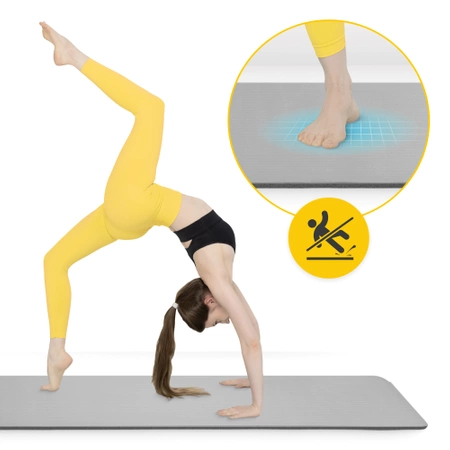 NBR torna- és jógaszőnyeg, 180 × 60 × 1 cm, szürke