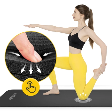 NBR torna- és jógaszőnyeg, 180 × 60 × 1 cm, fekete