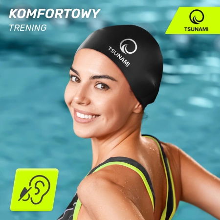 TSUNAMI PRO unisex úszósapka, fekete