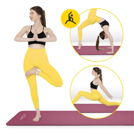 NBR torna- és jógaszőnyeg, 180 × 60 × 1 cm, bordó