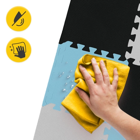 Oktató puzzle szőnyeg gyerekeknek, 90 x 90 cm, kék