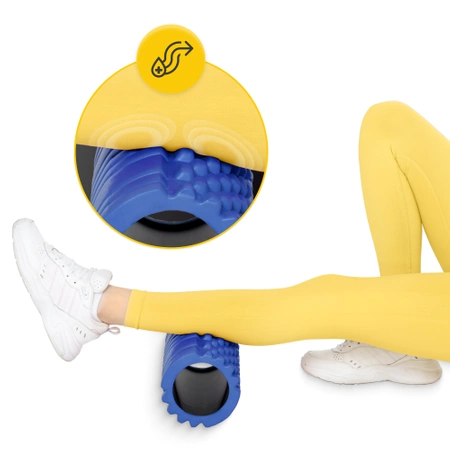 EVA bordázott masszázshenger, 33 cm, kék