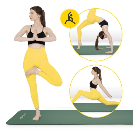NBR torna- és jógaszőnyeg, 180 × 60 × 1 cm, zsályazöld