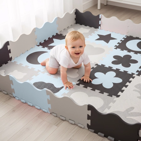 Oktató puzzle szőnyeg gyerekeknek, 150 x 150 cm, fehér