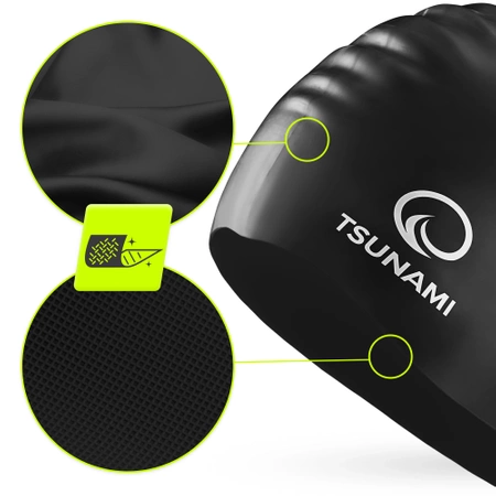 TSUNAMI PRO unisex úszósapka, fekete