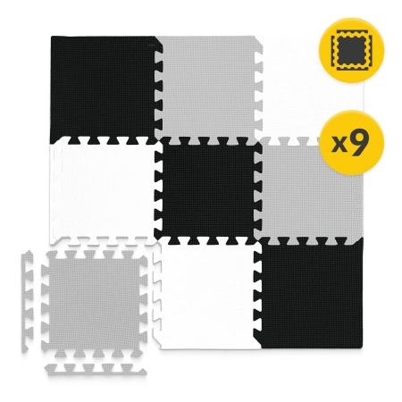 Oktató puzzle szőnyeg gyerekeknek, 90 x 90 cm, szürke