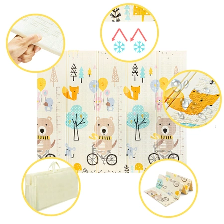 „Mackó a biciklin” csecsemő oktató puzzle szőnyeg, 200 x 180 cm