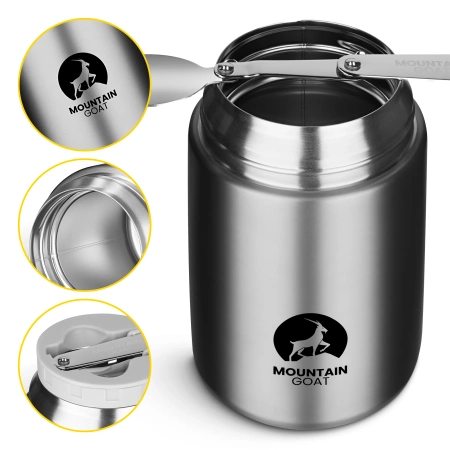 720 ml-es rozsdamentes acél ebédtermosz, ezüst