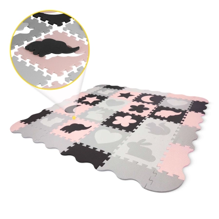 Oktató puzzle szőnyeg gyerekeknek, 150 x 150 cm, rózsaszín