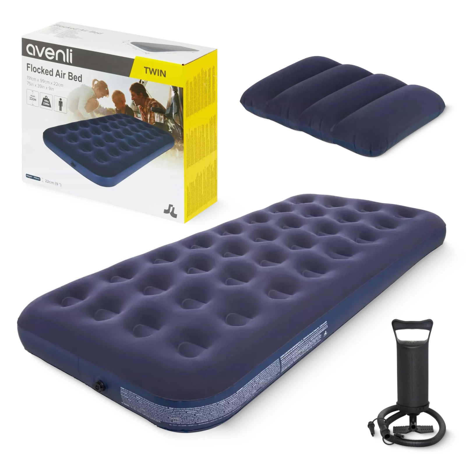 materc dmuchany jednoosobowy z pomka i poduszka