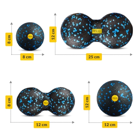 EPP masszázshenger és golyó készlet, 6 db, kék