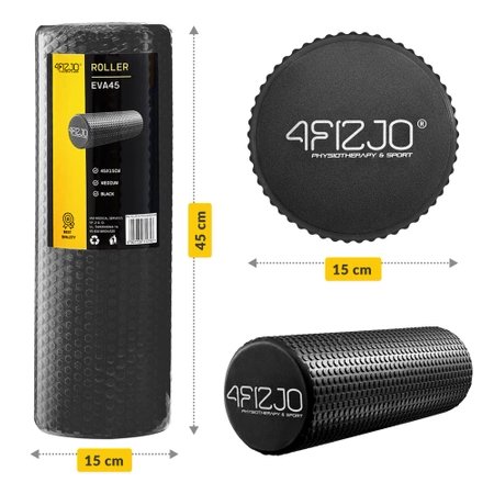 CARE+ bordázott masszázshenger, 45 cm, fekete