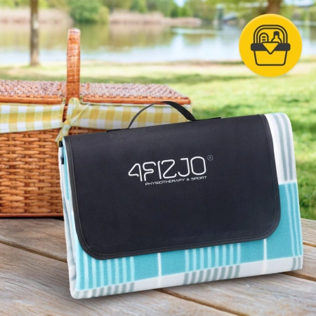 Szigeteléssel rendelkező piknik- és strandtakaró, 200 x 200 cm, kocka mintás