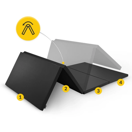 Összehajtható tornaszőnyeg, XL, fekete