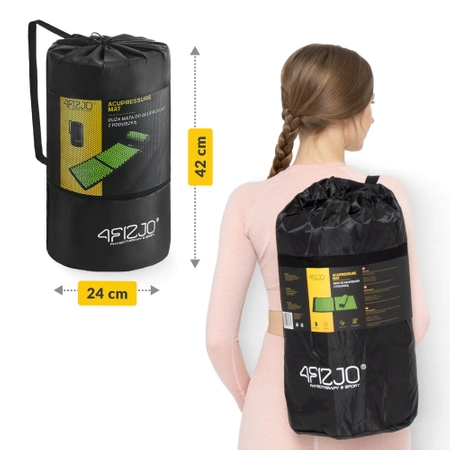 Nagy akupresszúrás szőnyeg párnával, XL, zöld