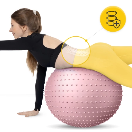 Felfújható, tüskés masszázslabda, 65 cm, rózsaszín