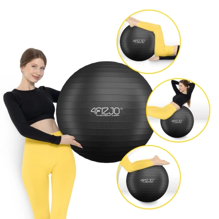 Felfújható gimnasztikai labda, 85 cm, fekete