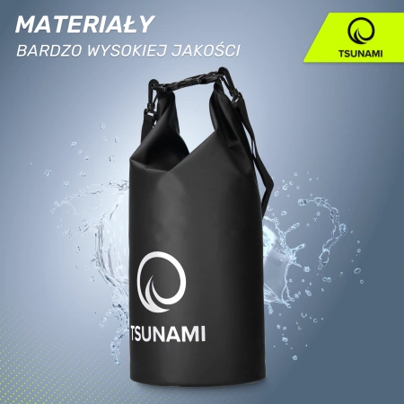 TSUNAMI vízálló zsák, 10 l, fekete