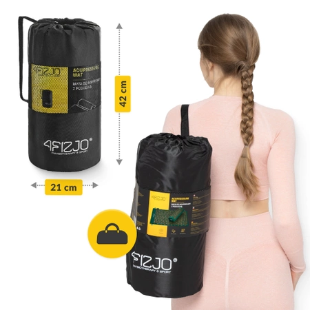 Akupresszúrás szőnyeg párnával, sötétzöld