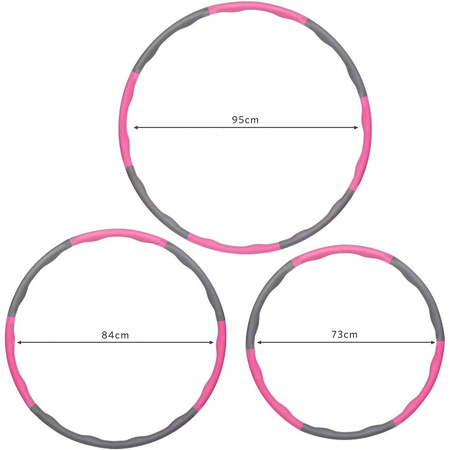 Szétszerelhető masszírozó hullahopp karika, 1 kg, rózsaszín