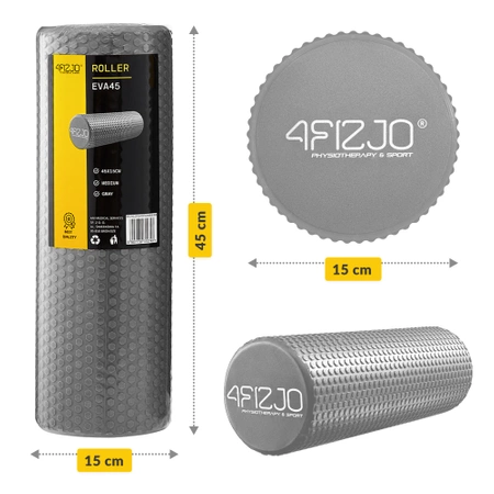 CARE+ bordázott masszázshenger, 45 cm, szürke