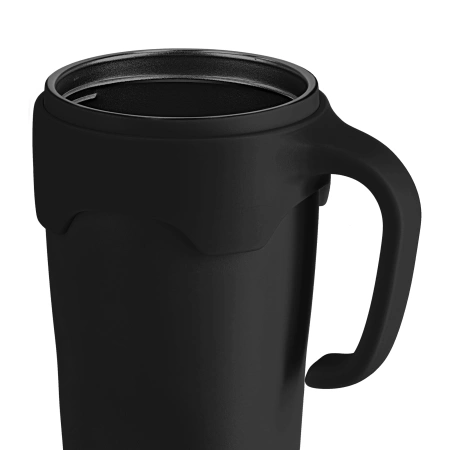 Szívószállal ellátott termobögre, 650 ml, fekete