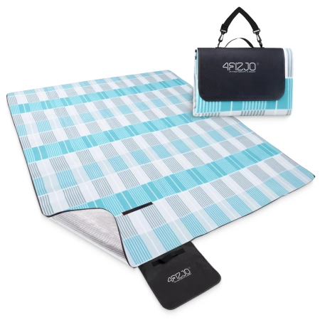 Szigeteléssel rendelkező piknik- és strandtakaró, 200 x 200 cm, kocka mintás