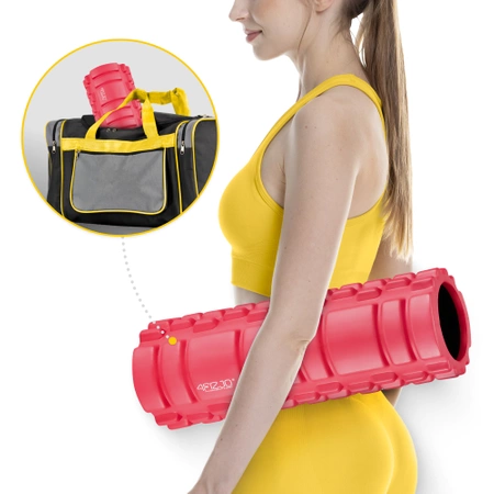 EVA bordázott masszázshenger, 33 cm, rózsaszín