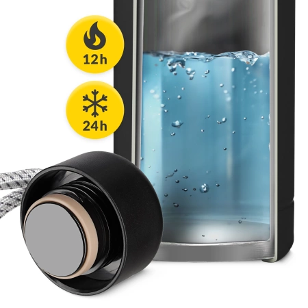 Termosz palack pánttal, 540 ml, fekete