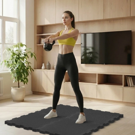 Gumi védőmatrac a padlóhoz, 4 darab, 48,5 x 48,5 x 1,5 cm