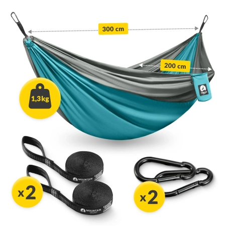 Mountain Goat kétfős utazási függőágy, szürke és türkizkék