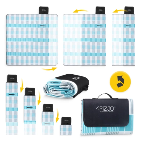 Szigeteléssel rendelkező piknik- és strandtakaró, 200 x 200 cm, kocka mintás