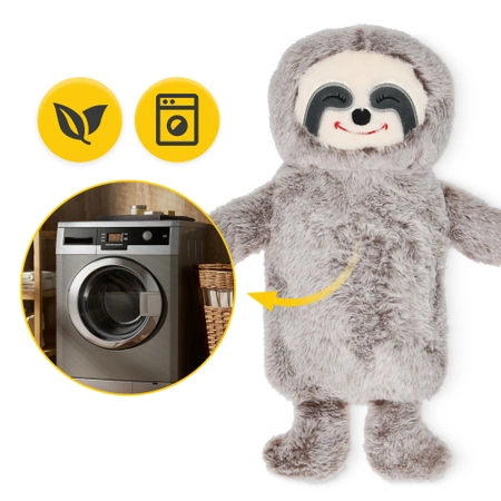 Plüss melegítőpalack lajhár mintás szövetborítással, 0,75 l