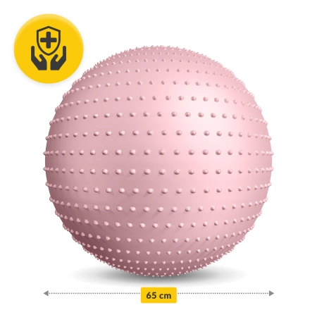 Felfújható, tüskés masszázslabda, 65 cm, rózsaszín