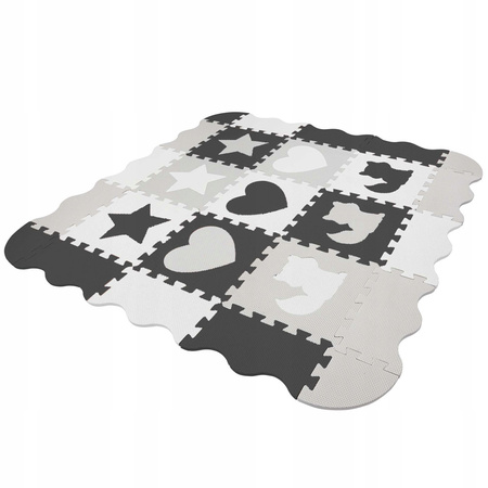 Oktató puzzle szőnyeg gyerekeknek, 120 x 120 cm, szürke