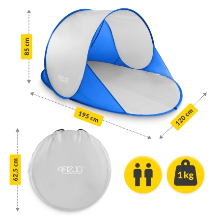 Összecsukható strandsátor, kék-szürke