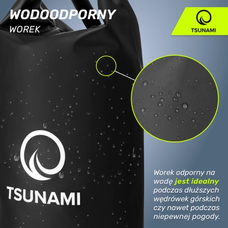 TSUNAMI vízálló zsák, 30 l, fekete