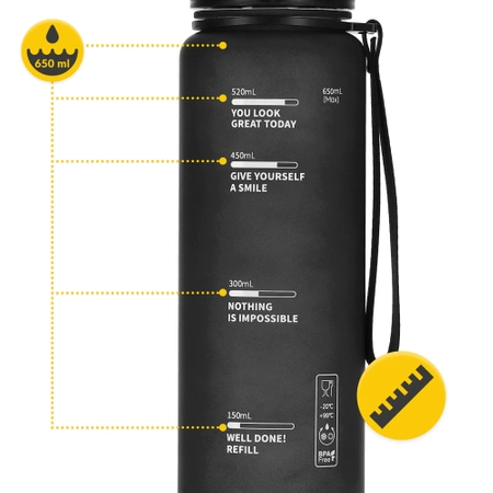 Sportkulacs, 650 ml, fekete