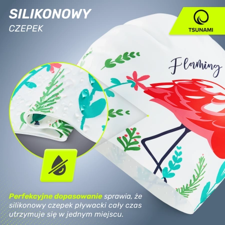 TSUNAMI női úszósapka, flamingós minta