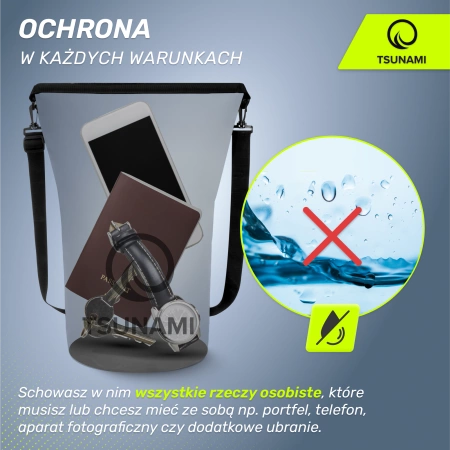 TSUNAMI vízálló zsák, 5 l, fekete