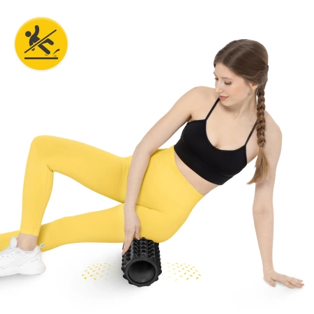 EVA habtüskés masszázshenger, 33 cm, fekete