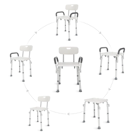 Zuhanyszék háttámlával és kartámasszal