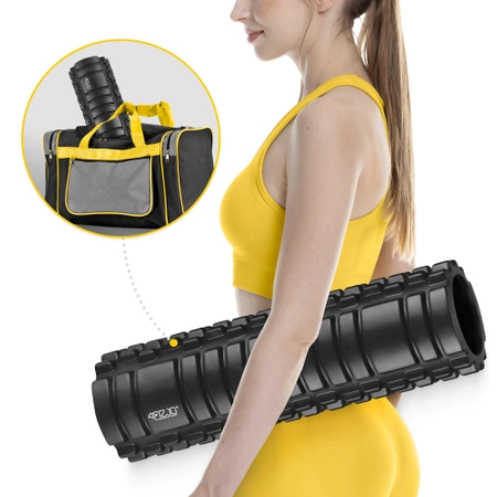 EVA bordázott masszázshenger, 45 cm, fekete