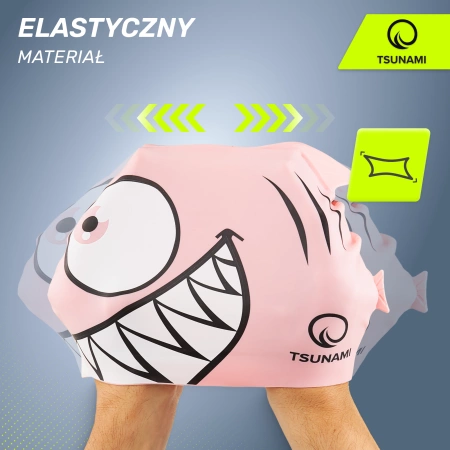 TSUNAMI gyermek úszósapka, cápa mintás, rózsaszín